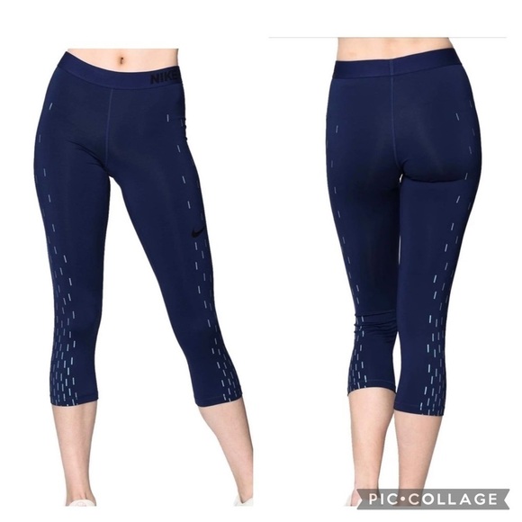 NIKE PRO DRI-FIT Linear Rain Printed Capri Tights - Picture 1 of 7